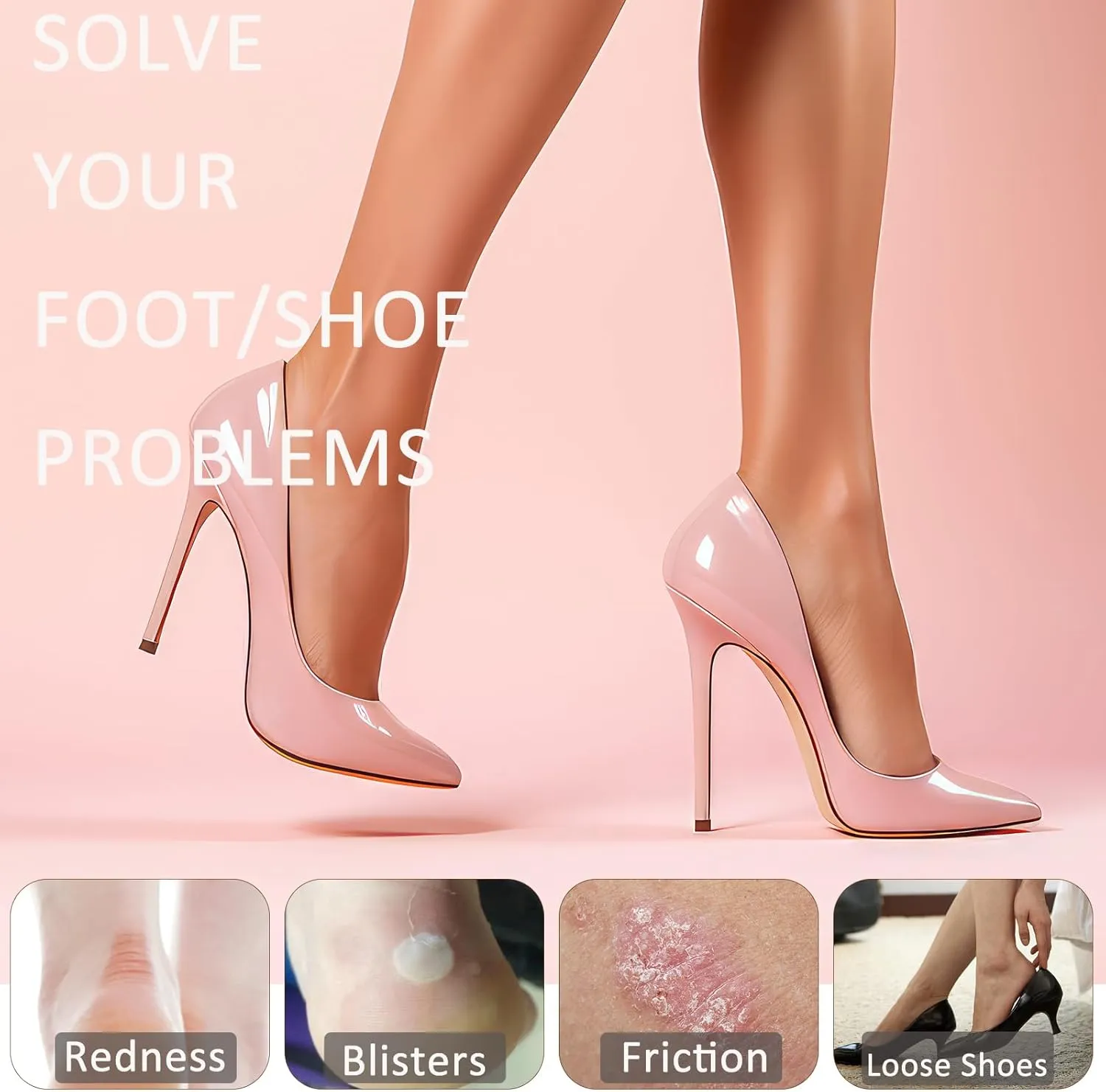 6 Pairs Heel Cushions Inserts for Loose Shoes, Heel Pads Grips Liner Snugs, Filler Improved Shoe Fit and Comfort, Prevent Too Big Shoes from Slipping,Heel Pains frictions and Blisters (Black)