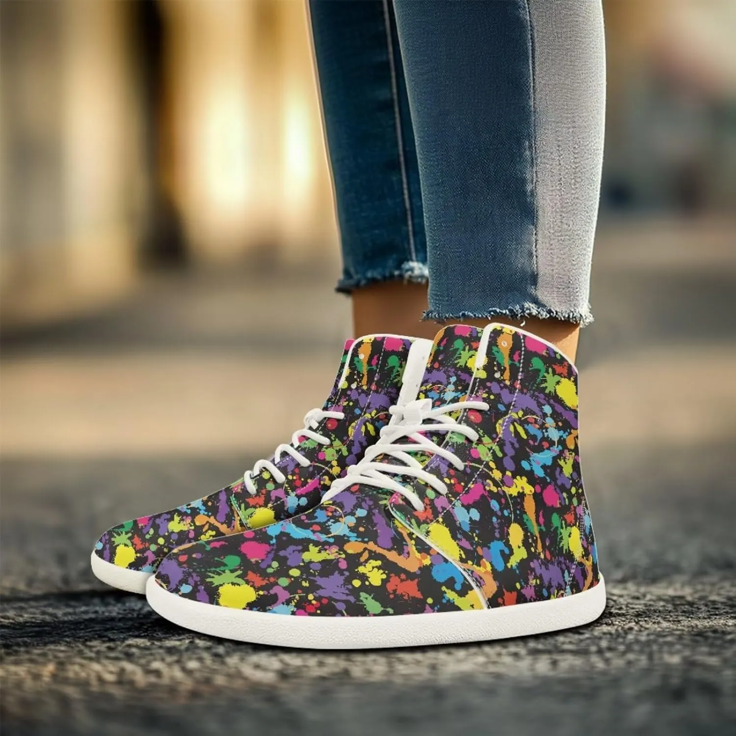 Barefoot Minimalist Shoes Mandala Style Women Wide Width Fashion Sneaker Non-Slip Sneakers Lightweight PU Leather