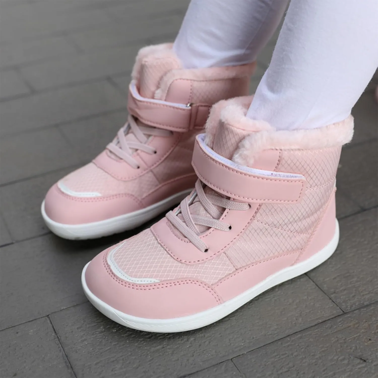 Boots for Girls Kids Winter Snow Boots Waterproof Outdoor Warm Fur Lined Shoes Cold Weather Warm Resistance Hook Loop Boots
