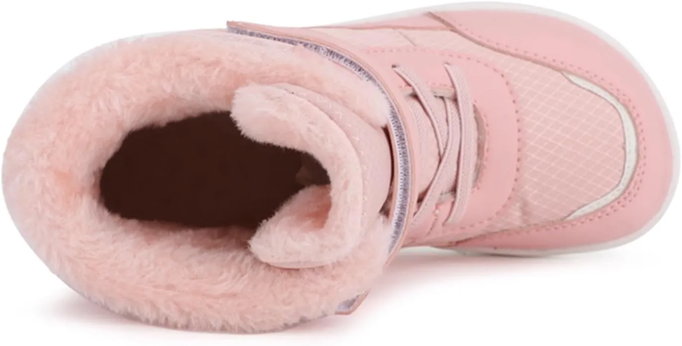 Boots for Girls Kids Winter Snow Boots Waterproof Outdoor Warm Fur Lined Shoes Cold Weather Warm Resistance Hook Loop Boots