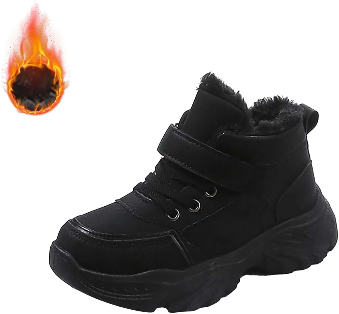 Boys Girls Plush Ankle Boots Winter Slip On Warm  Lined Snow Booties Lightweight Water-Proof Sport Shoes