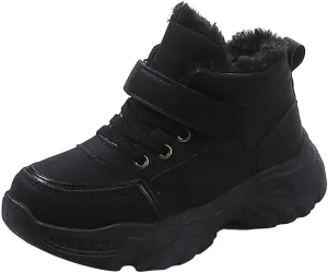 Boys Girls Plush Ankle Boots Winter Slip On Warm  Lined Snow Booties Lightweight Water-Proof Sport Shoes