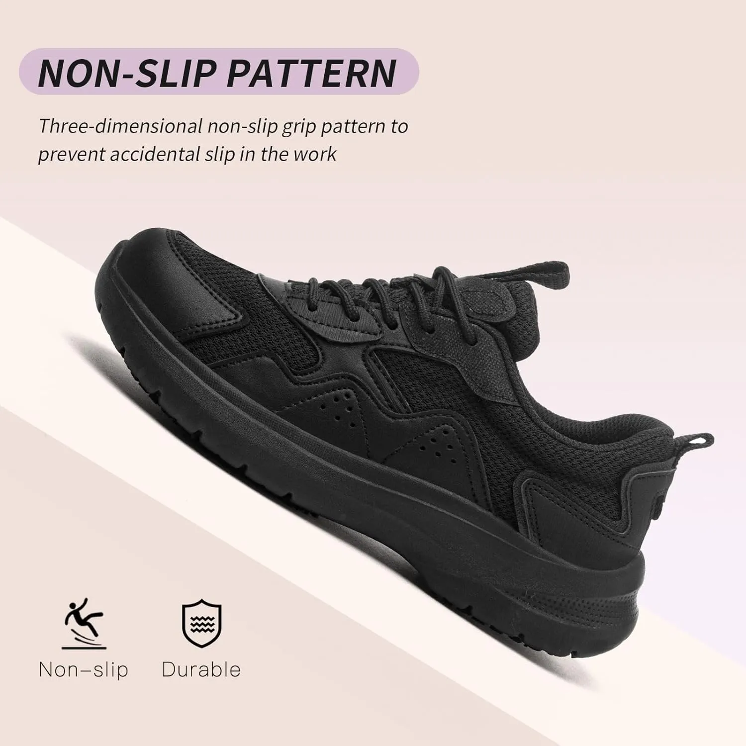 Catering Women's Slip Resistant Lace-Up Shoes - Lightweight and Comfortable for Restaurant and Medical Staff Work