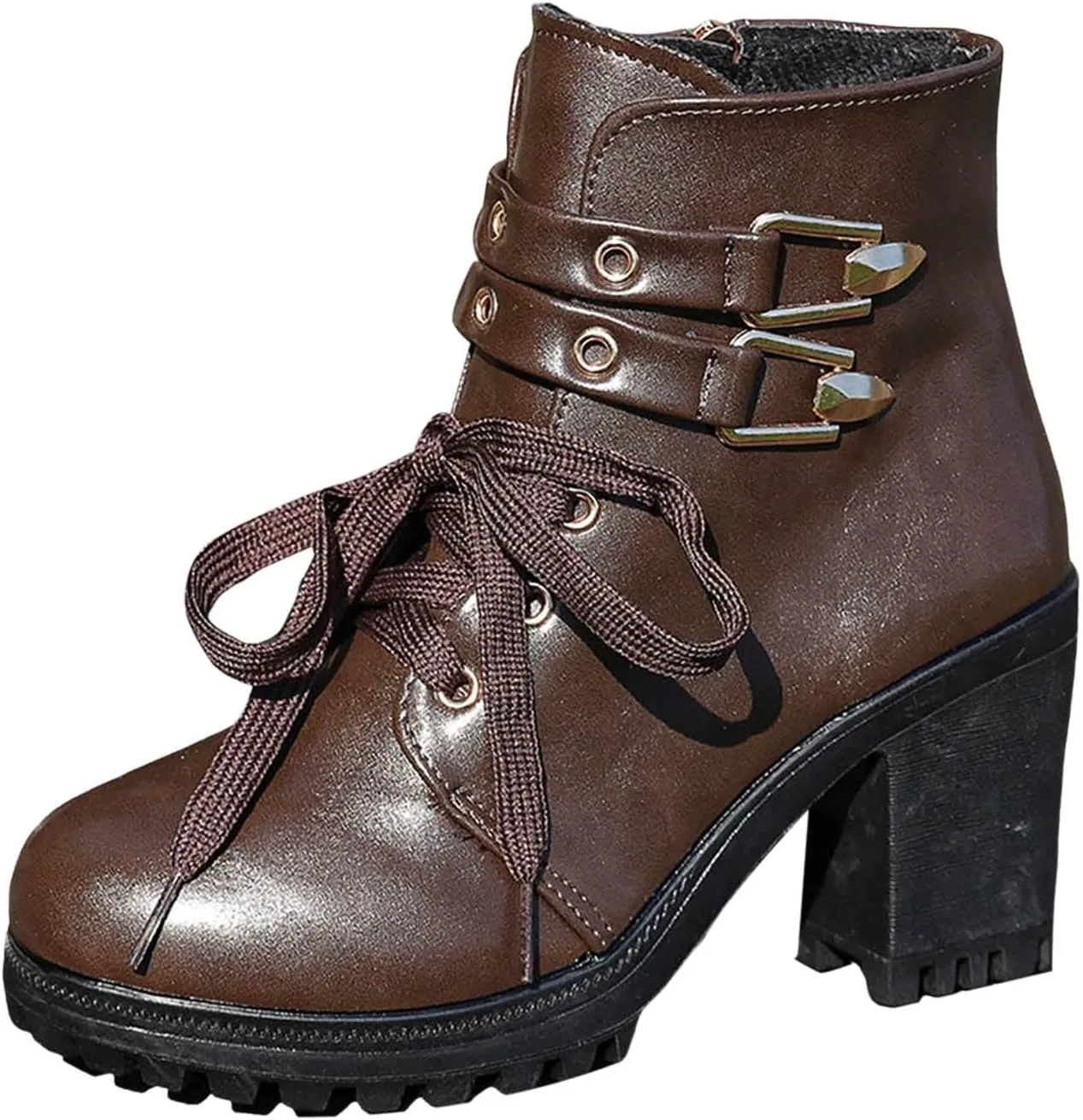 Cathalem Booties for Women Ankle Booties Womens Platform Booties Dress Punk Shoes with Zipper Wedge High Heel Booties