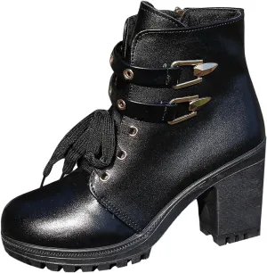 Cathalem Booties for Women Ankle Booties Womens Platform Booties Dress Punk Shoes with Zipper Wedge High Heel Booties