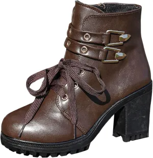 Cathalem Booties for Women Ankle Booties Womens Platform Booties Dress Punk Shoes with Zipper Wedge High Heel Booties