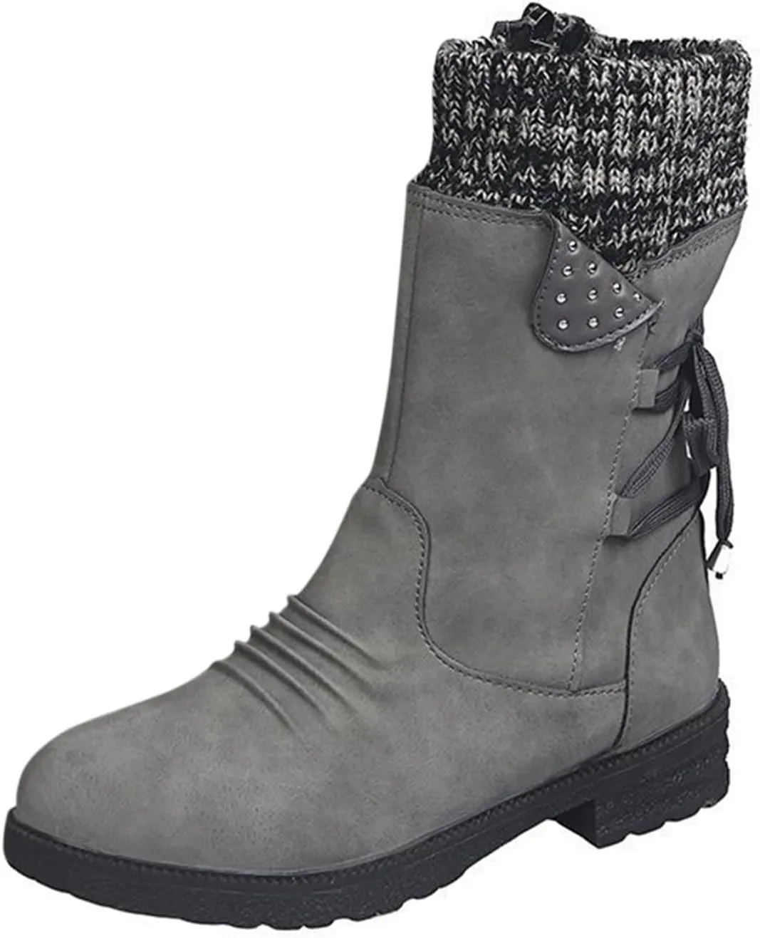Cathalem Mid Calf Boots for Women Mid Calf Dress Boots Biker Motorcycle Riding Boots Women For Women Womens Winter Boots