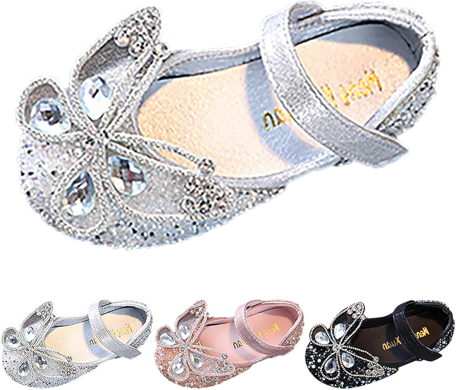 Fashion Spring and Summer Children Dance Shoes Girls Dress Performance Princess Shoes Rhinestone Pearl Booties Size 4 (Silver, 3-3.5 Years Toddler)