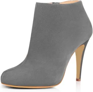 FSJ Women Fashion Almond Toe Boots Stiletto High Heels Ankle Booties Comfy Shoes Side Zipper US Size 4-15 US