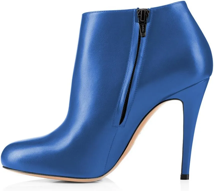 FSJ Women Fashion Almond Toe Boots Stiletto High Heels Ankle Booties Comfy Shoes Side Zipper US Size 4-15 US