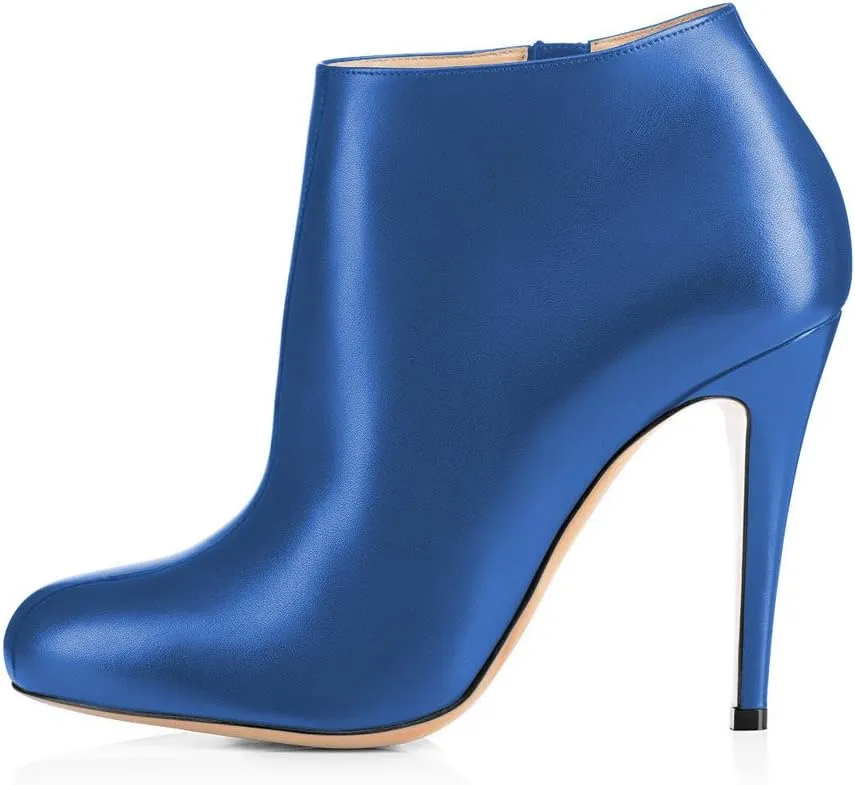 FSJ Women Fashion Almond Toe Boots Stiletto High Heels Ankle Booties Comfy Shoes Side Zipper US Size 4-15 US