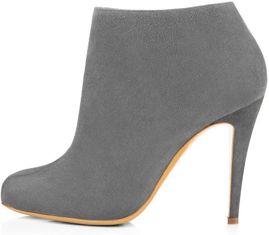 FSJ Women Fashion Almond Toe Boots Stiletto High Heels Ankle Booties Comfy Shoes Side Zipper US Size 4-15 US