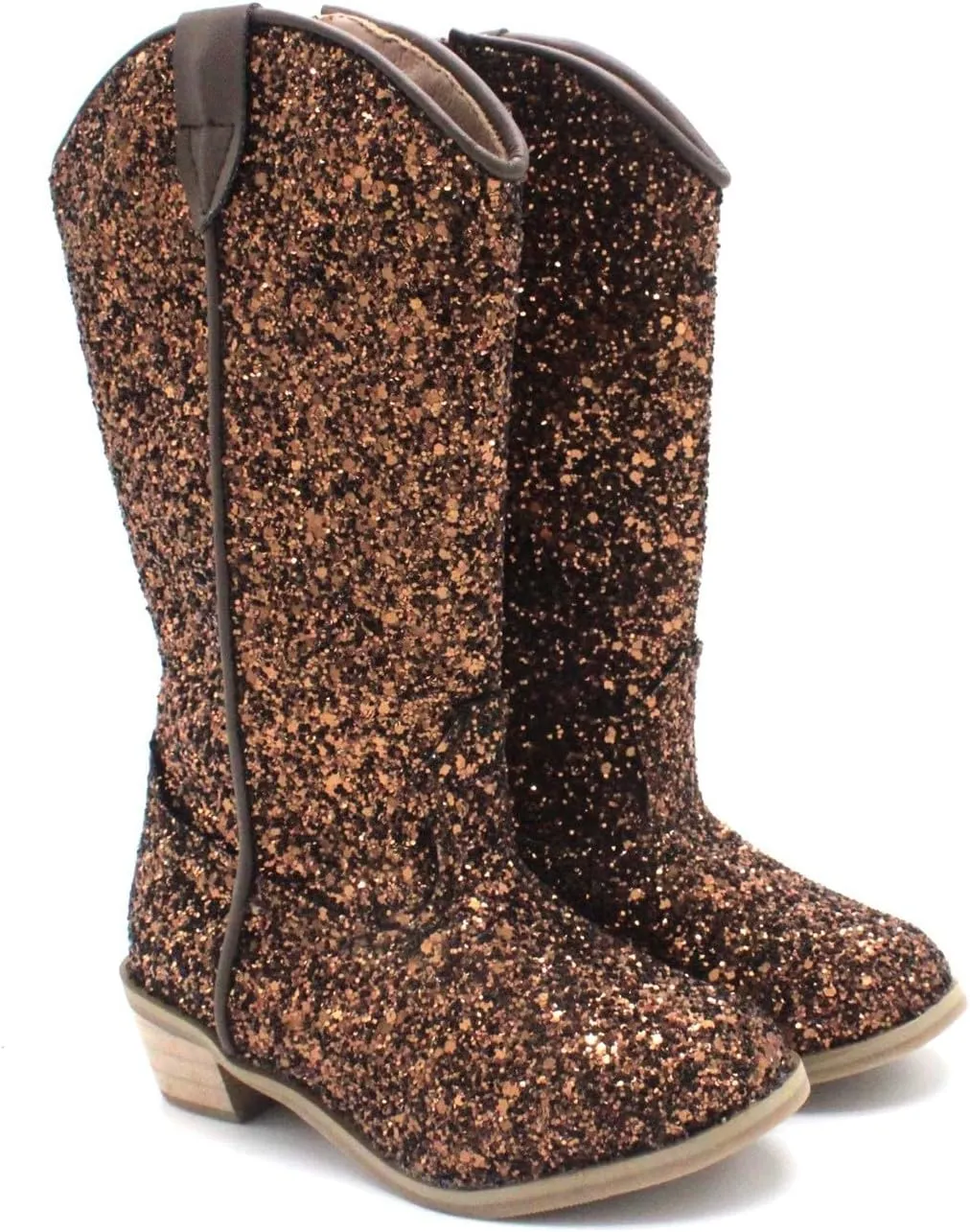 Girls Sequin Sparkly Cowboy Boots Kids hinestone Glitter Low Heel Wedding Dress Booties Western Girls Boots Wedge Heel