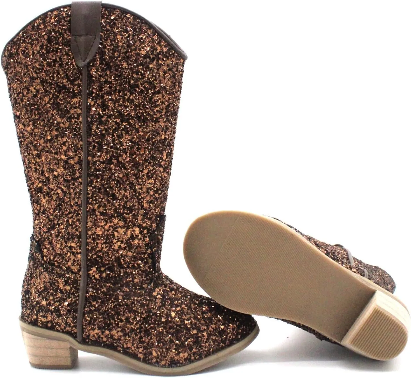 Girls Sequin Sparkly Cowboy Boots Kids hinestone Glitter Low Heel Wedding Dress Booties Western Girls Boots Wedge Heel