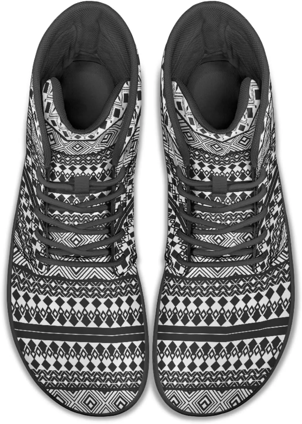High Top Tribal Ethnic Design Barefoot Running Shoes for Men Grounded Footwear Wide Toe Box Gym Shoes Casual Mens Shoes