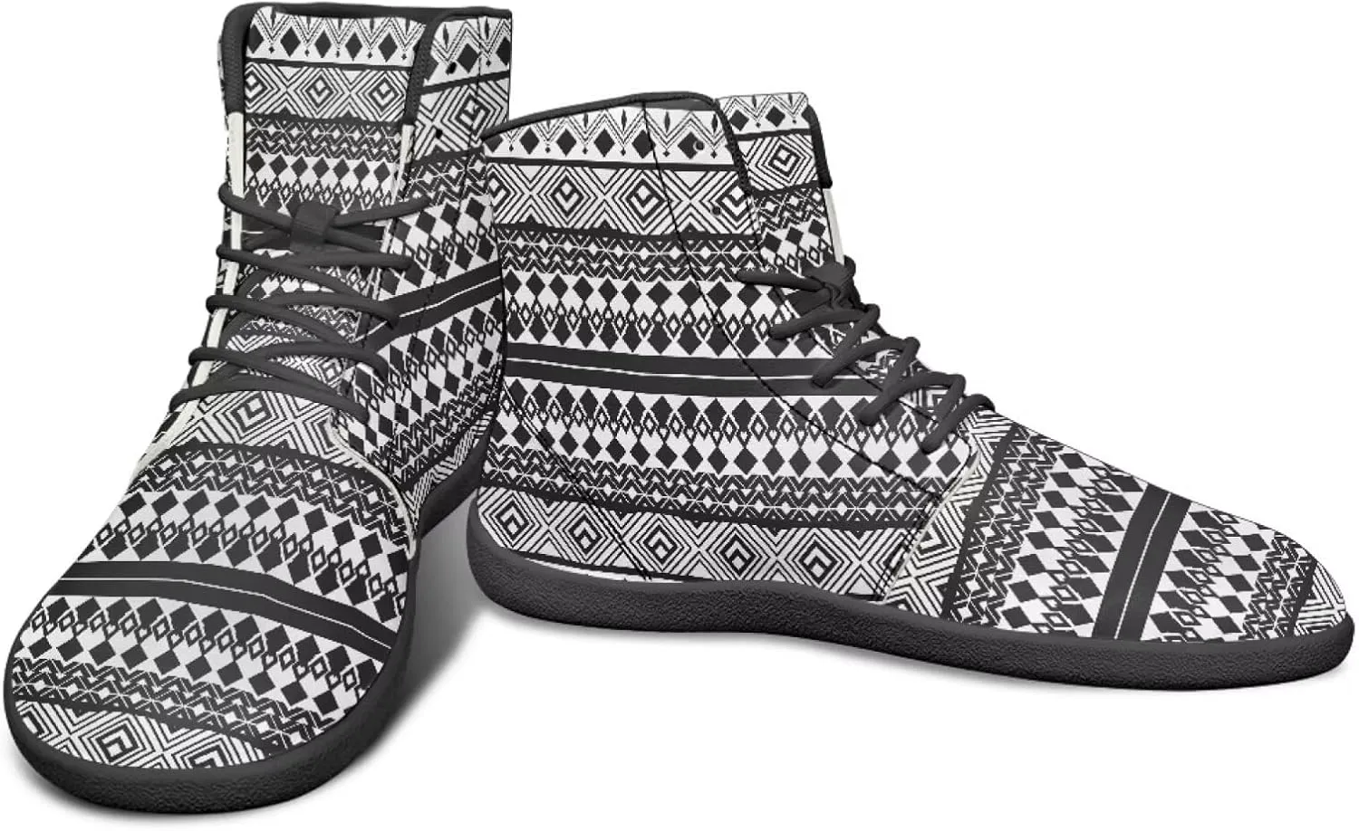 High Top Tribal Ethnic Design Barefoot Running Shoes for Men Grounded Footwear Wide Toe Box Gym Shoes Casual Mens Shoes
