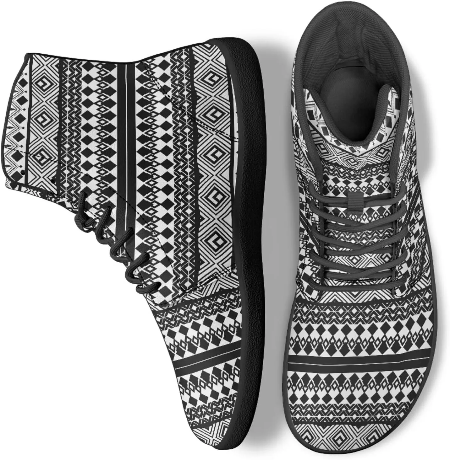 High Top Tribal Ethnic Design Barefoot Running Shoes for Men Grounded Footwear Wide Toe Box Gym Shoes Casual Mens Shoes