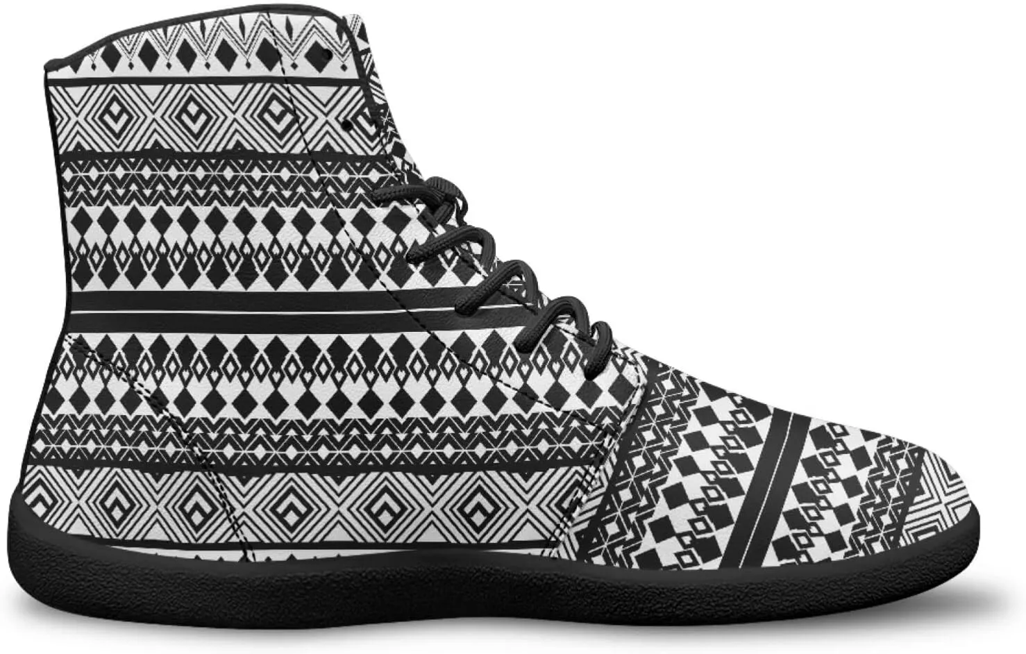 High Top Tribal Ethnic Design Barefoot Running Shoes for Men Grounded Footwear Wide Toe Box Gym Shoes Casual Mens Shoes
