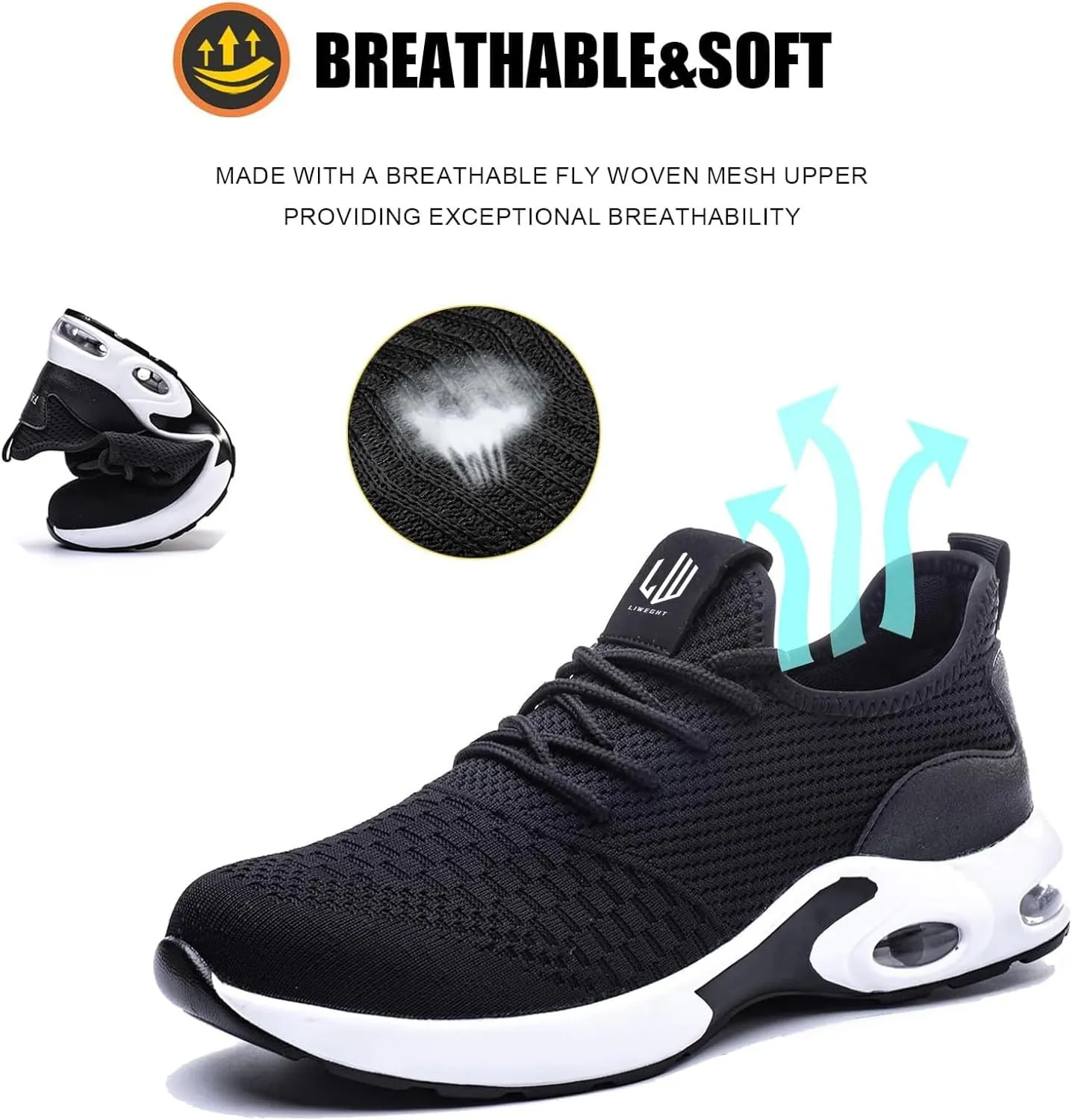 LIWEGHT Steel Toe Shoes for Women Lightweight Safety Shoes Women Comfortable Composite Steel Toe Sneakers Indestructible Shoes