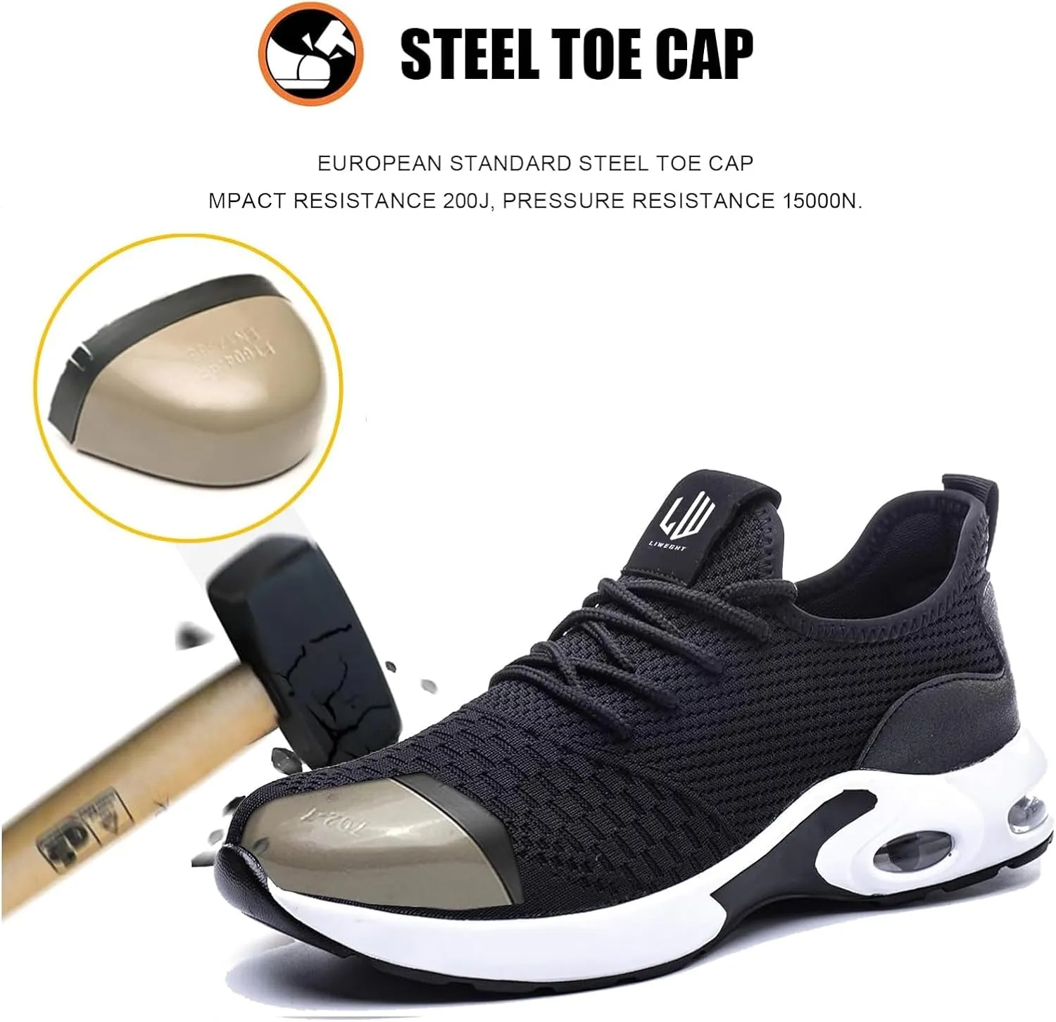 LIWEGHT Steel Toe Shoes for Women Lightweight Safety Shoes Women Comfortable Composite Steel Toe Sneakers Indestructible Shoes