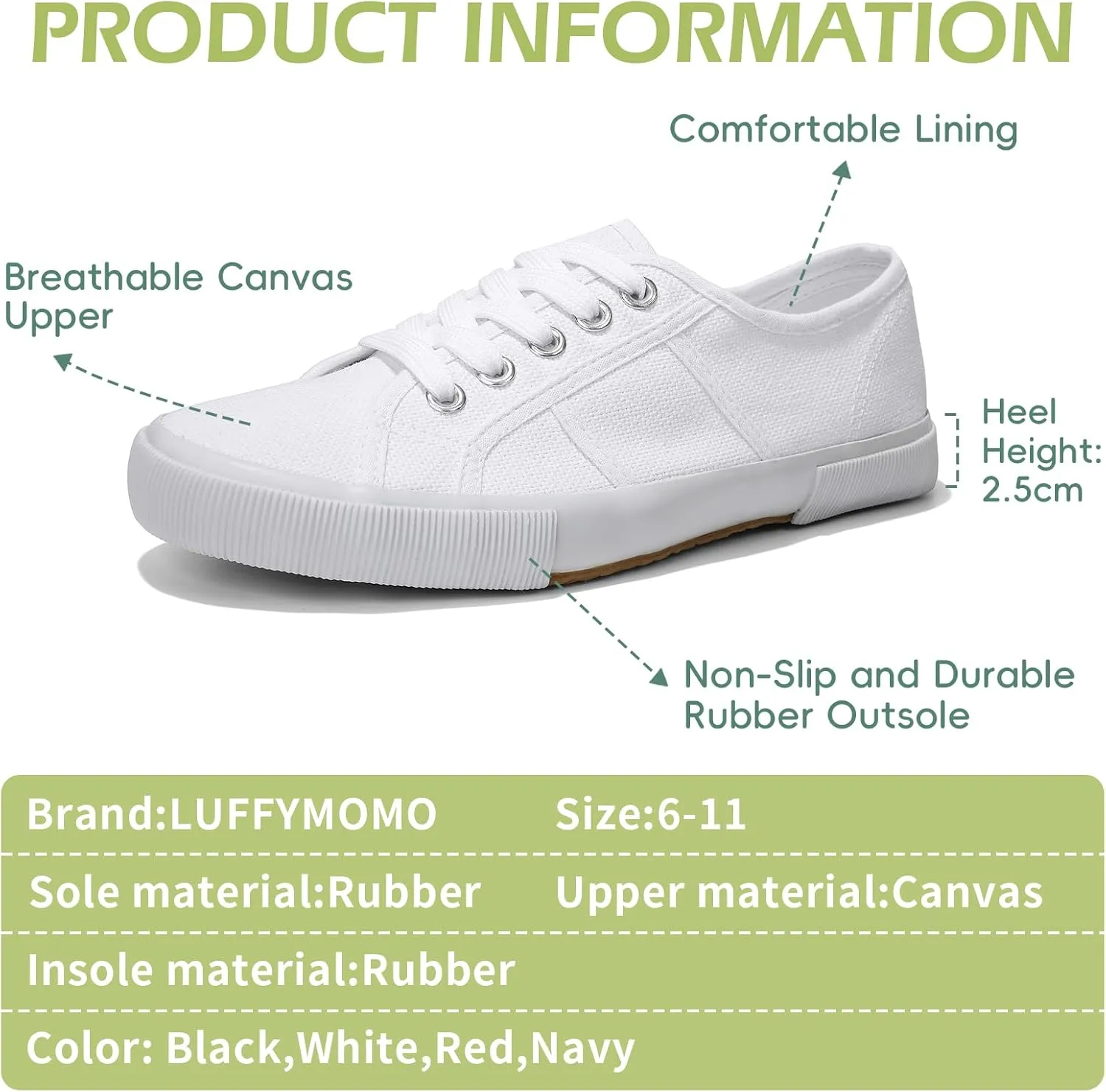Luffymomo Women's Casual Canvas Shoes Comfortable Low Top Walking Shoes Classic Lightweight Lace-Up Fashion Sneakers