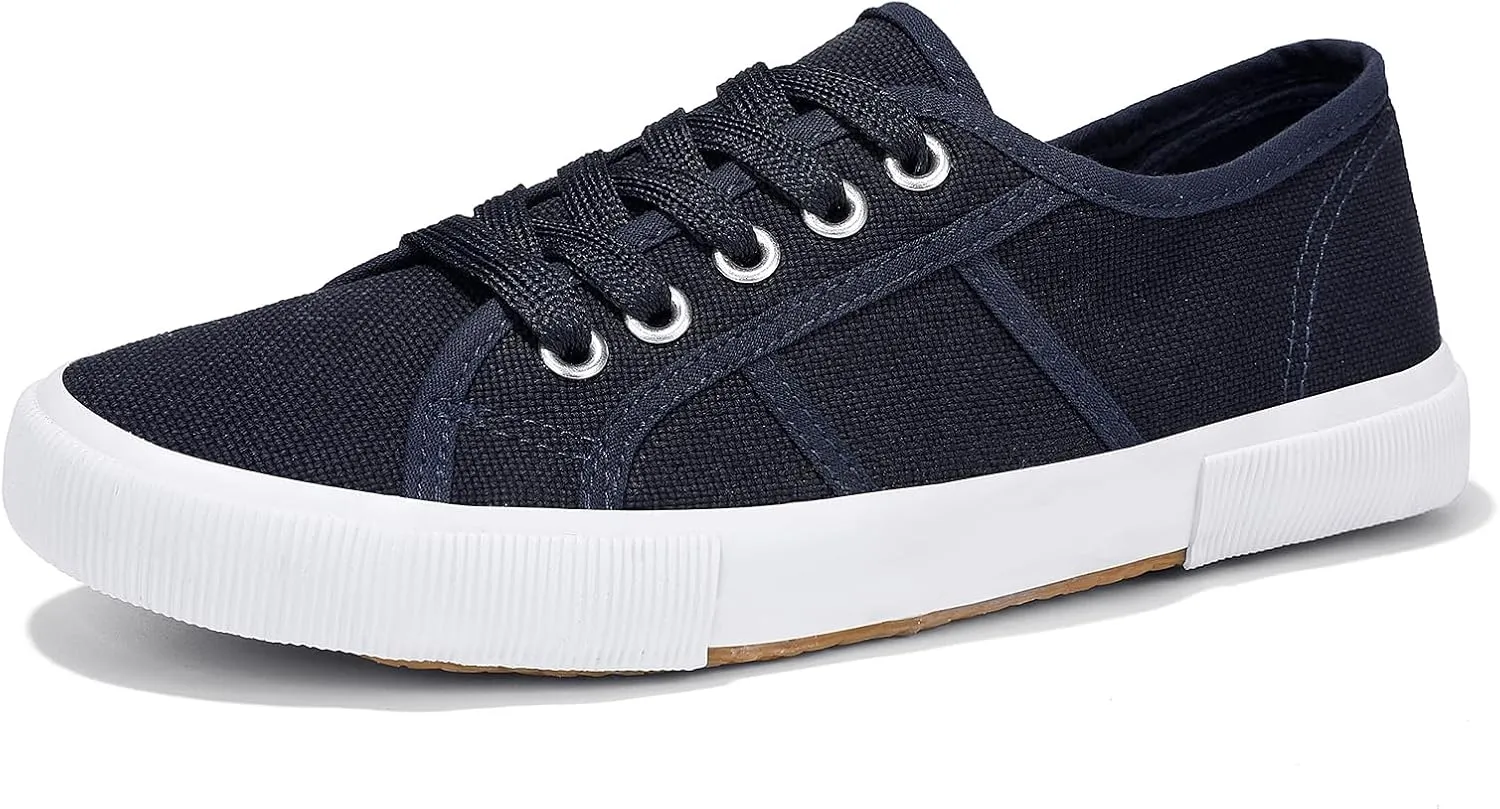 Luffymomo Women's Casual Canvas Shoes Comfortable Low Top Walking Shoes Classic Lightweight Lace-Up Fashion Sneakers
