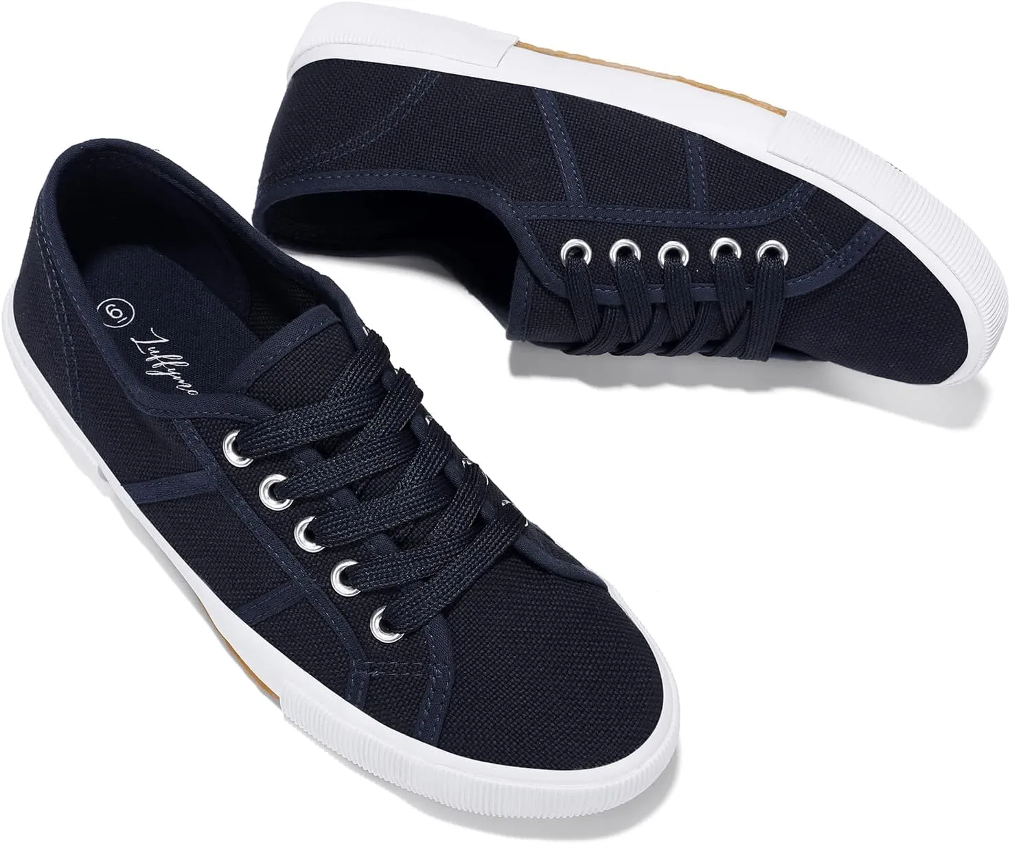 Luffymomo Women's Casual Canvas Shoes Comfortable Low Top Walking Shoes Classic Lightweight Lace-Up Fashion Sneakers