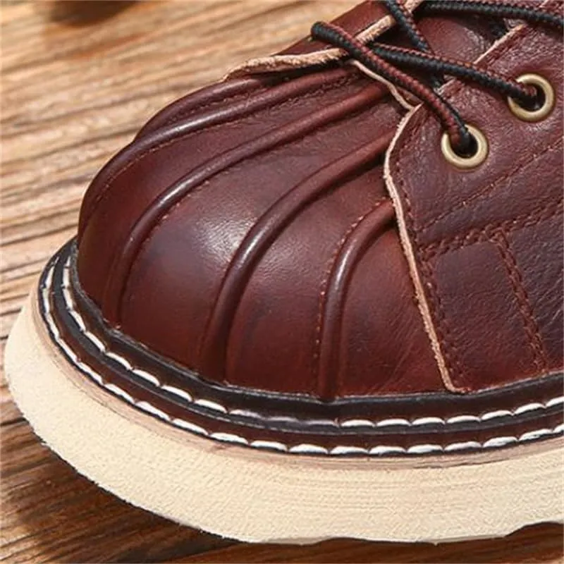 Men's Boots Thick Sole Round Toe High-waisted Lace-up Board Shoes Breathable Non-slip Wear-resistant Waterproof Suitable for Traveling
