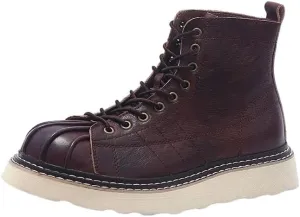 Men's Boots Thick Sole Round Toe High-waisted Lace-up Board Shoes Breathable Non-slip Wear-resistant Waterproof Suitable for Traveling