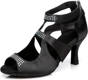 Minishion Women's Designer Fashion 3" Flared Heel Latin Tango Ballroom Dancing Sandals Evening Shoes