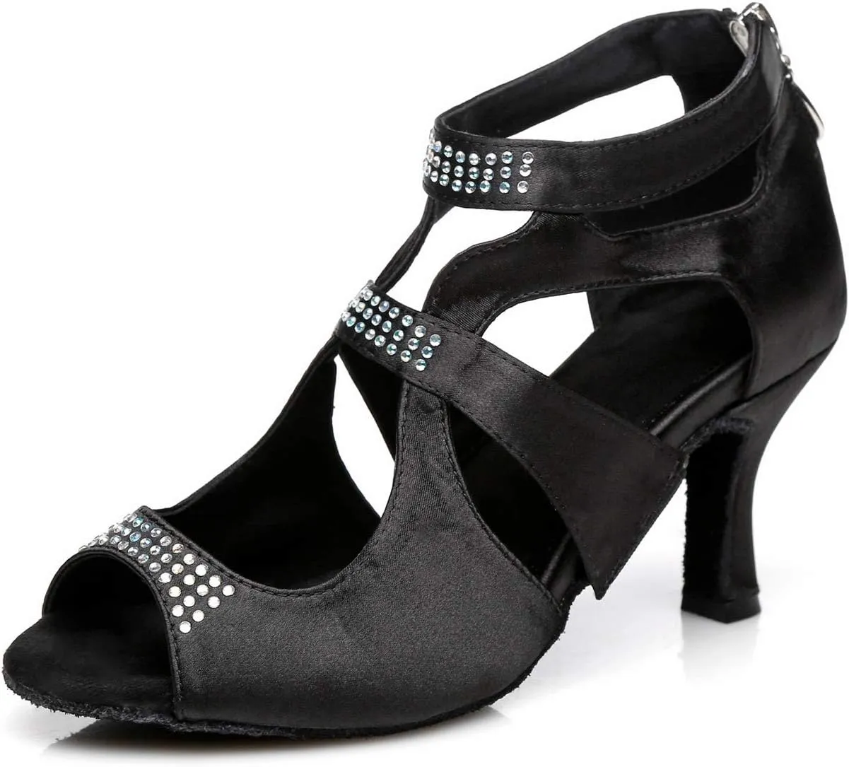 Minishion Women's Designer Fashion 3" Flared Heel Latin Tango Ballroom Dancing Sandals Evening Shoes