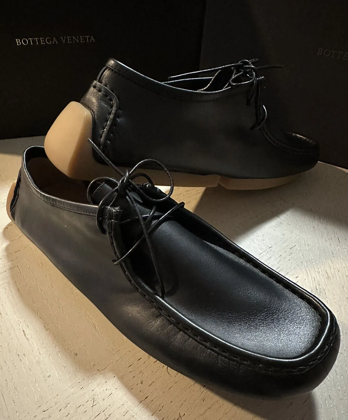 New $760 Bottega Venetta Men Leather Driver Loafers Shoes Black 11 US/44 Eu