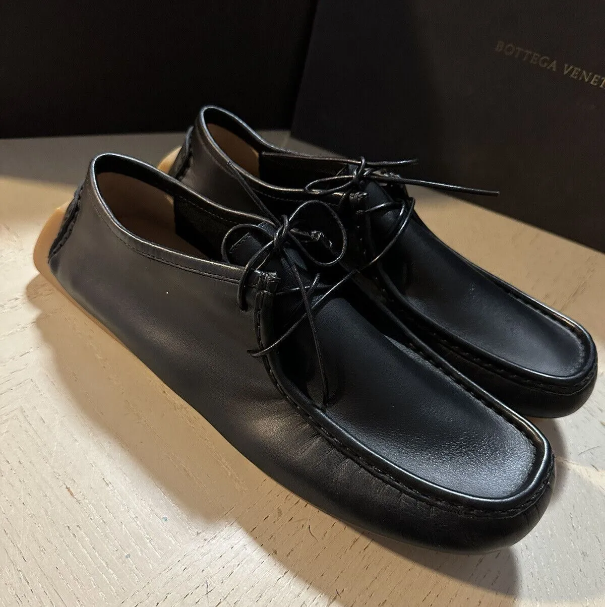 New $760 Bottega Venetta Men Leather Driver Loafers Shoes Black 11 US/44 Eu