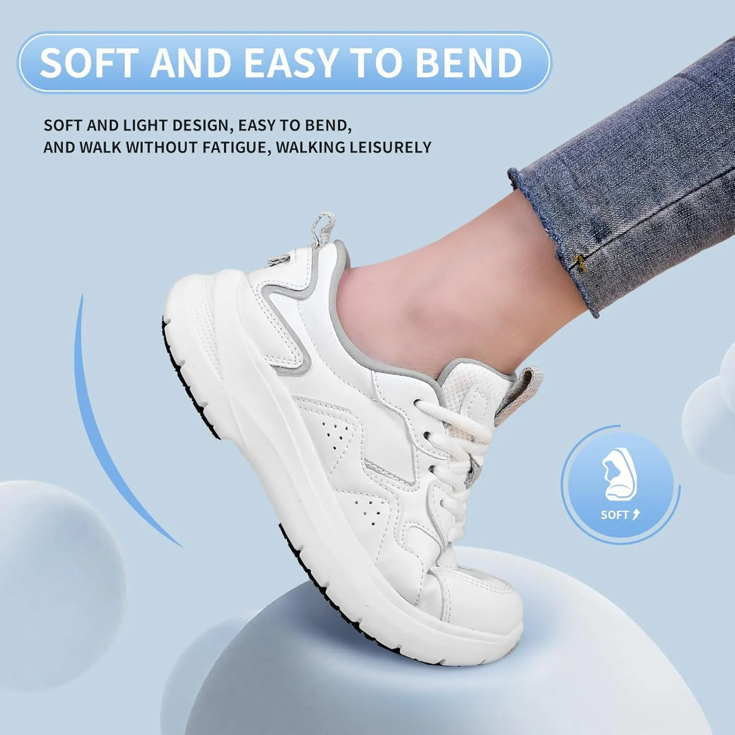 Non Slip Work Shoes Women Food Service-Lightweight and Comfortable Lace Up Shoe Suitable for Restaurants and Crew Work