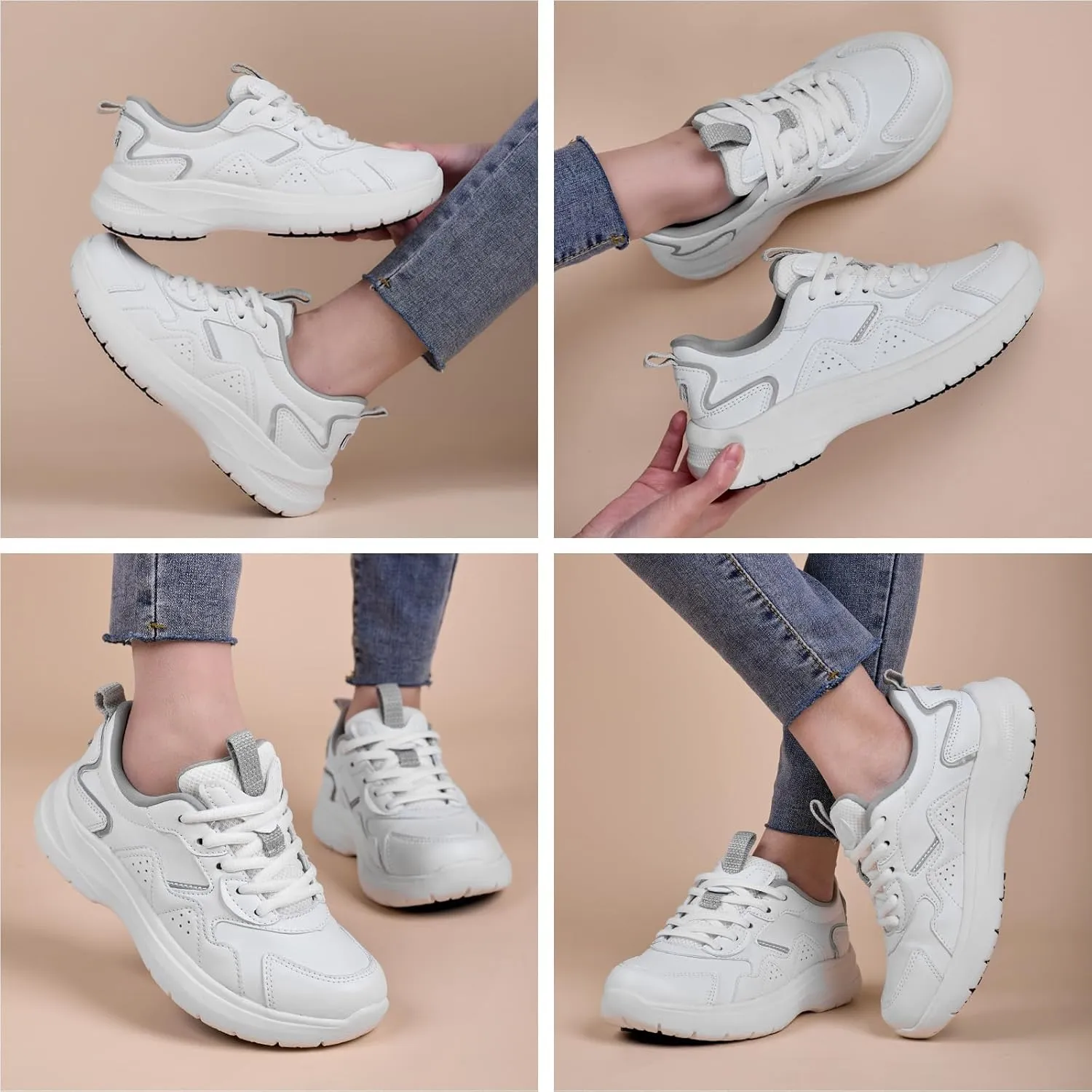 Non Slip Work Shoes Women Food Service-Lightweight and Comfortable Lace Up Shoe Suitable for Restaurants and Crew Work
