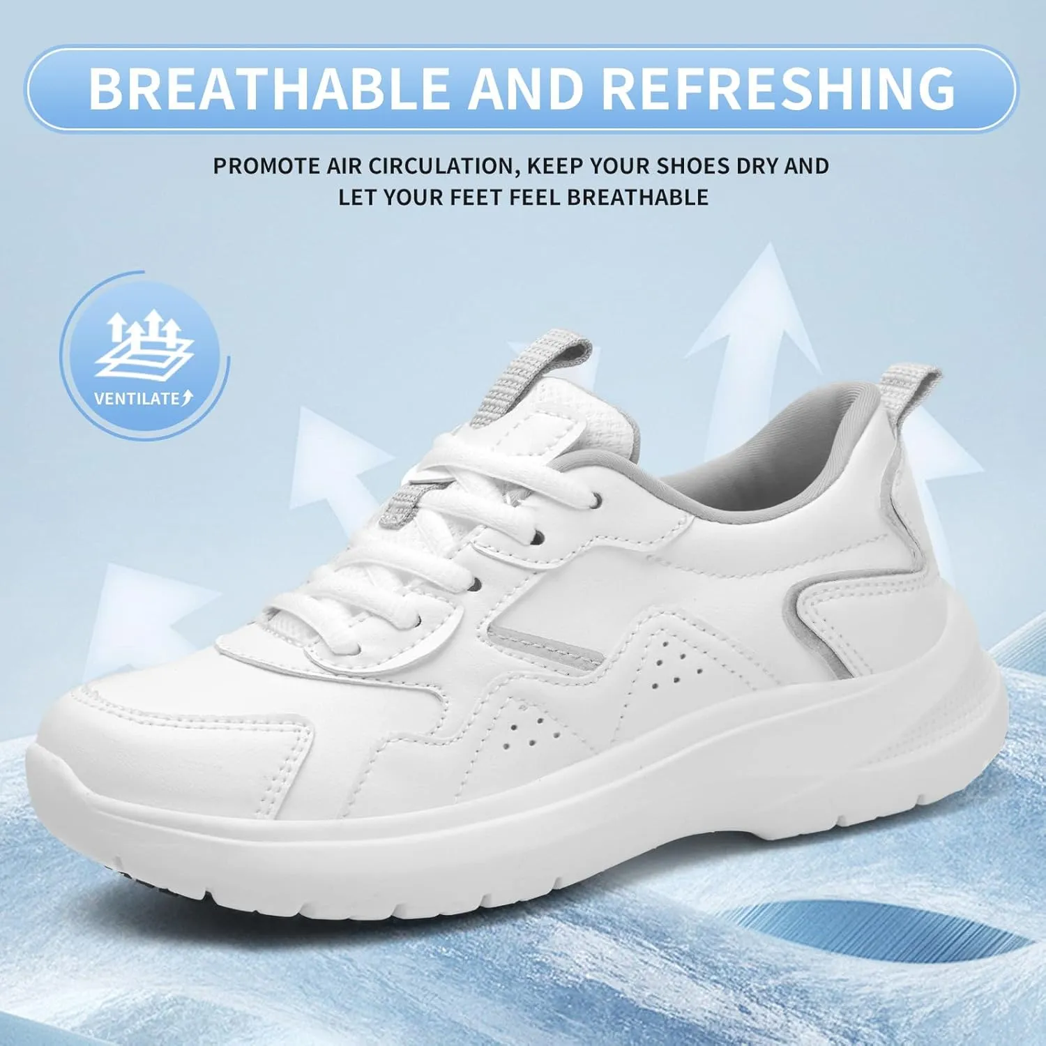 Non Slip Work Shoes Women Food Service-Lightweight and Comfortable Lace Up Shoe Suitable for Restaurants and Crew Work