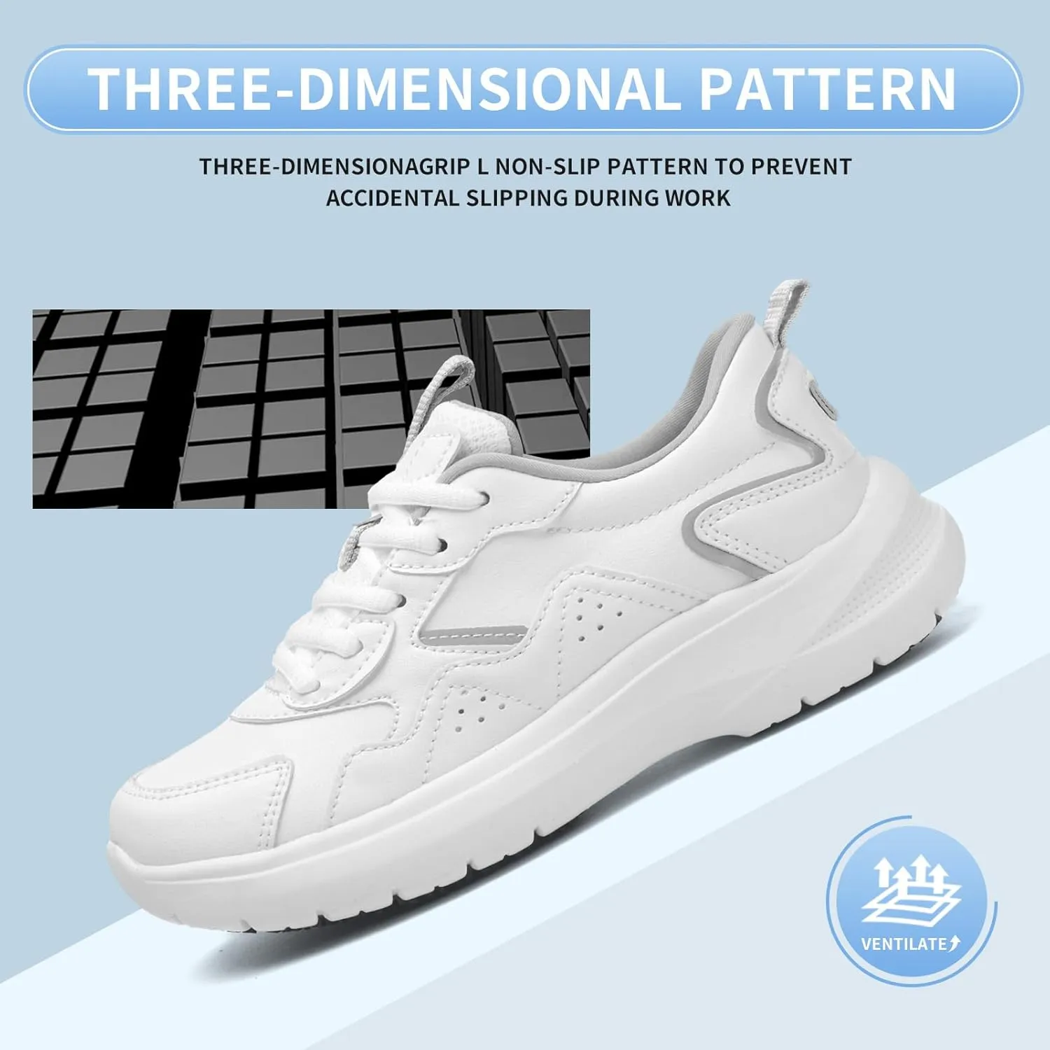 Non Slip Work Shoes Women Food Service-Lightweight and Comfortable Lace Up Shoe Suitable for Restaurants and Crew Work