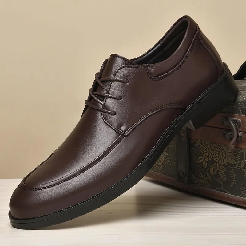 Office Formal Shoes for Men Vegan Leather Lace-up Plain Toe Prom Wedding Heel Non Slip Anti-Slip Low Top Rubber Sole Casual Shoe