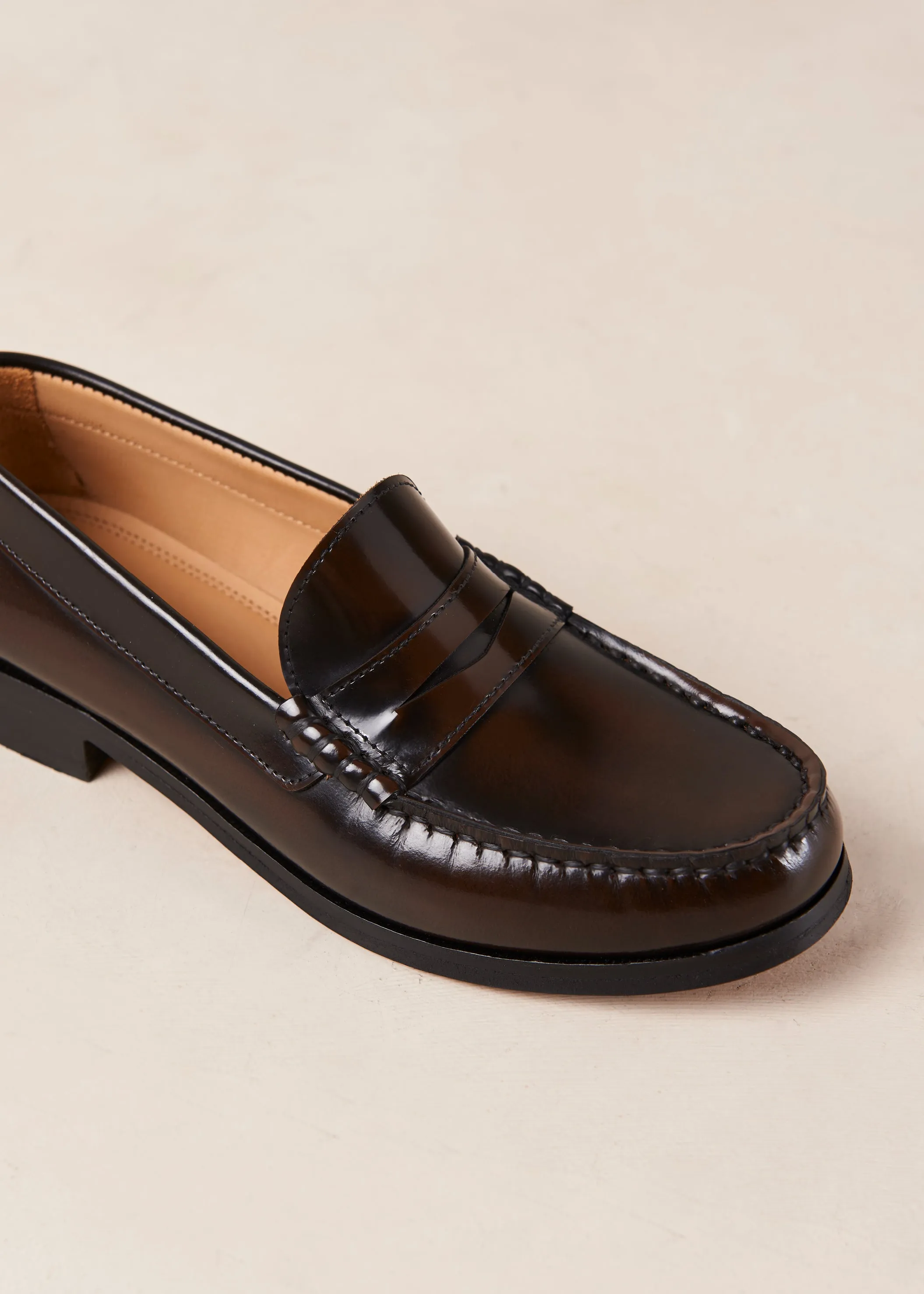 Rivet Brushed Leather Loafers Coffee Brown