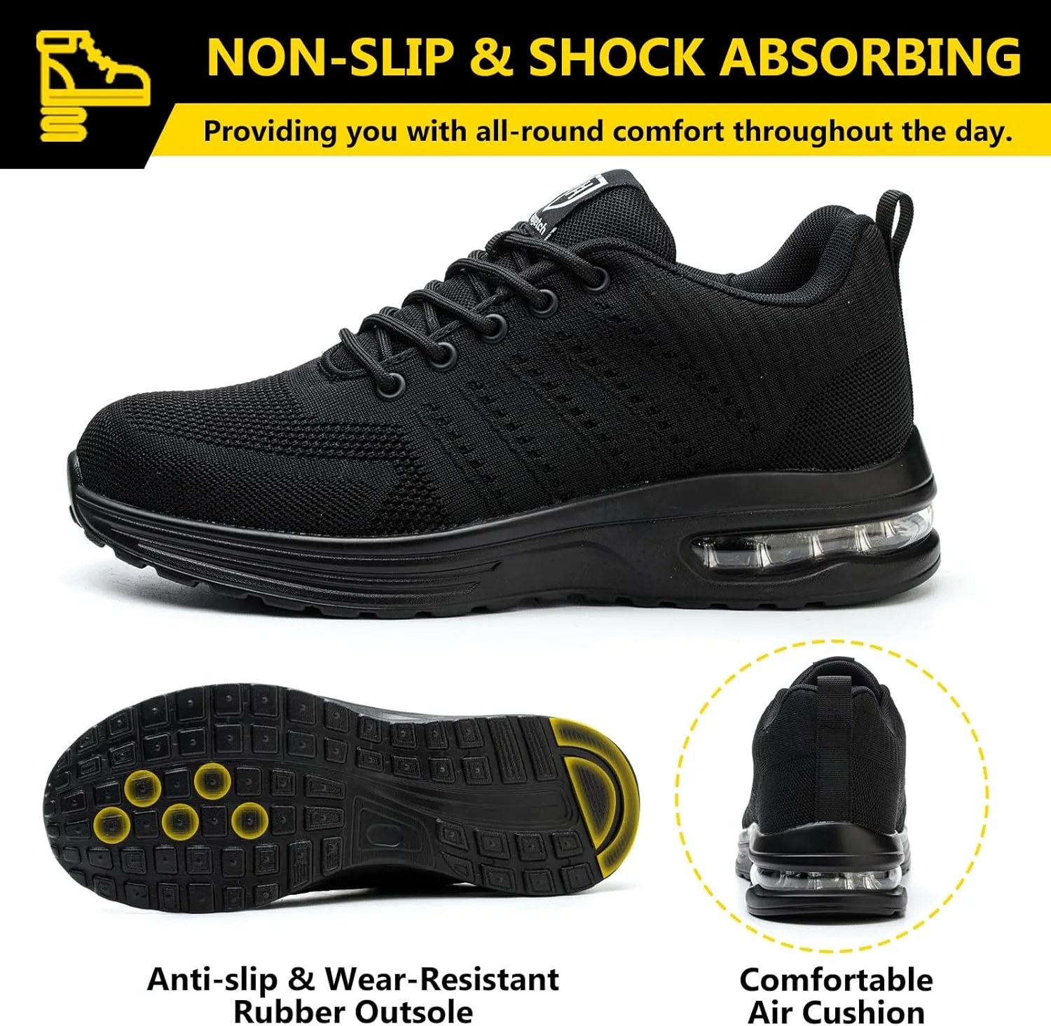 Steel Toe Shoes for Men Women Lightweight Comfortable Work Shoes Indestructible Slip Resistant Safety Shoes for Construction