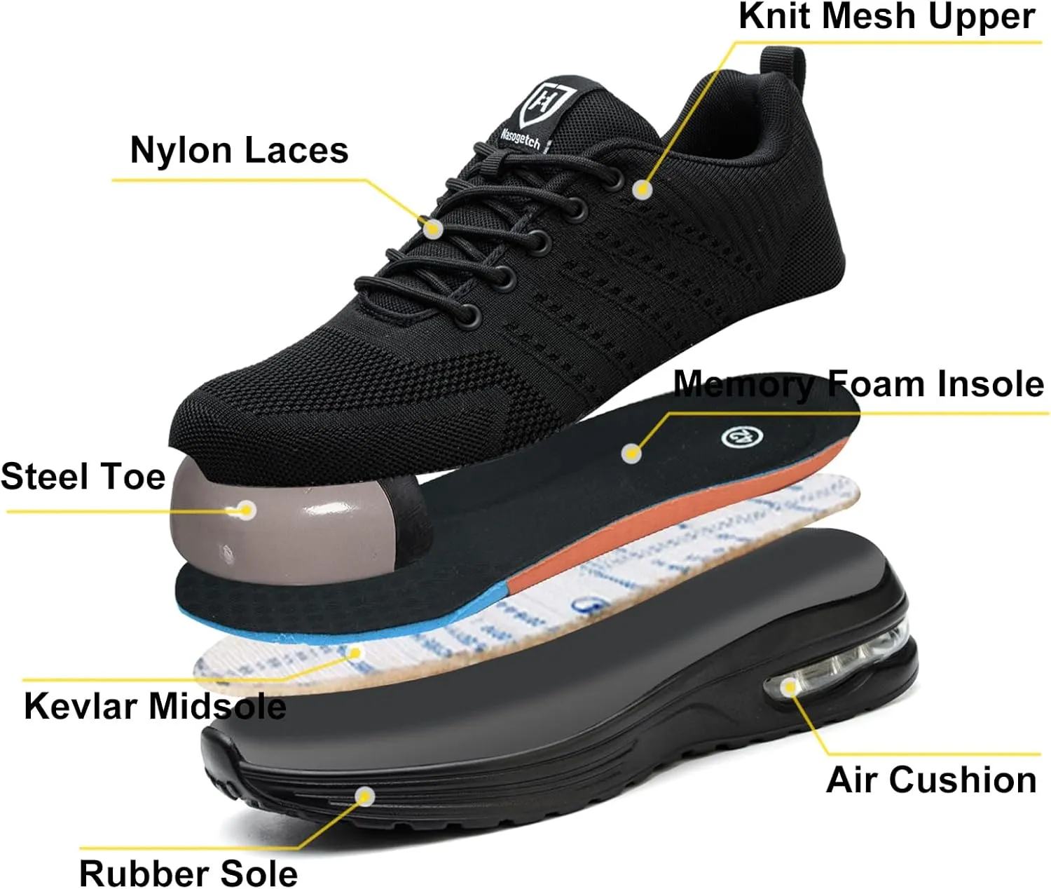 Steel Toe Shoes for Men Women Lightweight Comfortable Work Shoes Indestructible Slip Resistant Safety Shoes for Construction