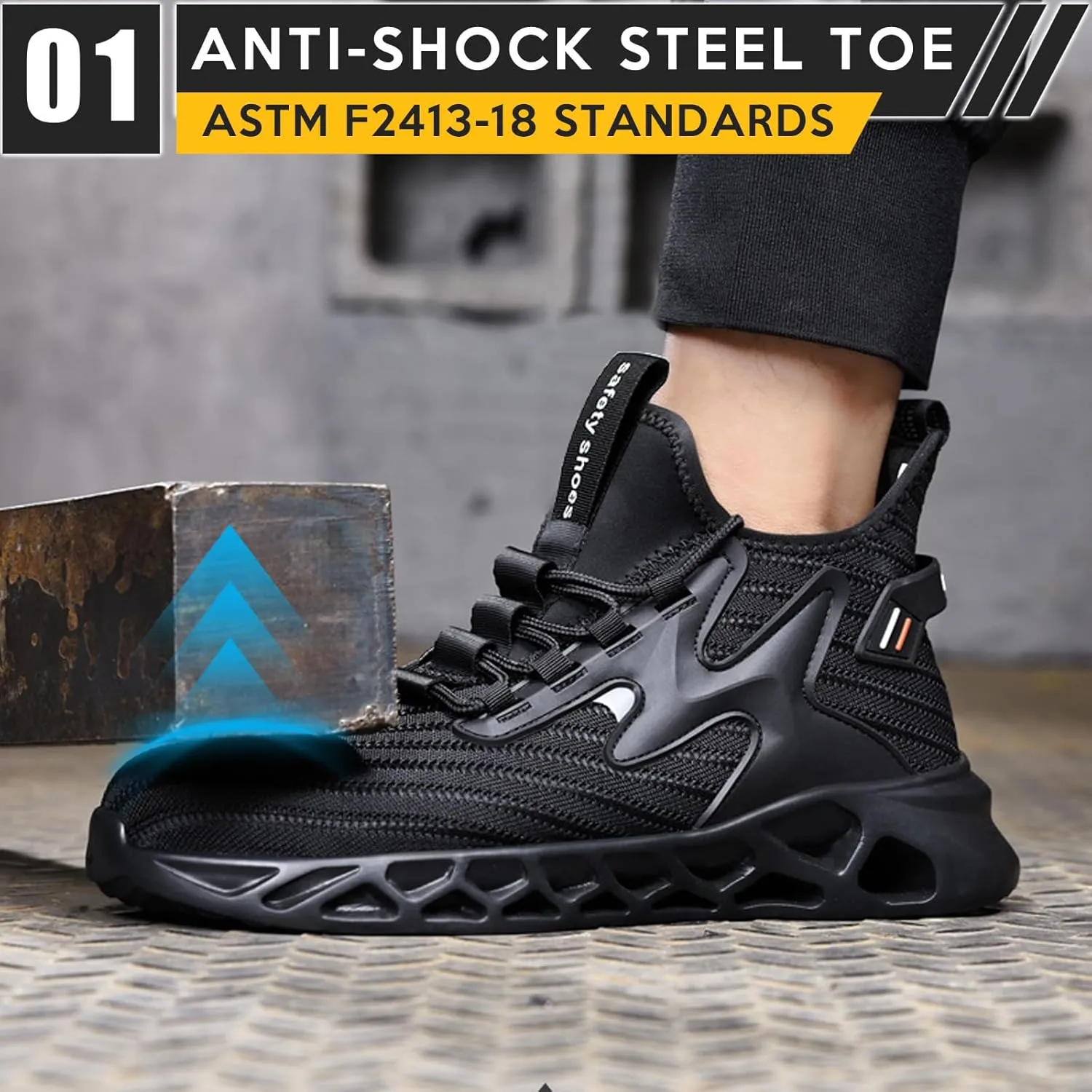 Steel Toe Shoes for Men Women Lightweight Work Shoes Indestructible Construction Safety Toe Boots