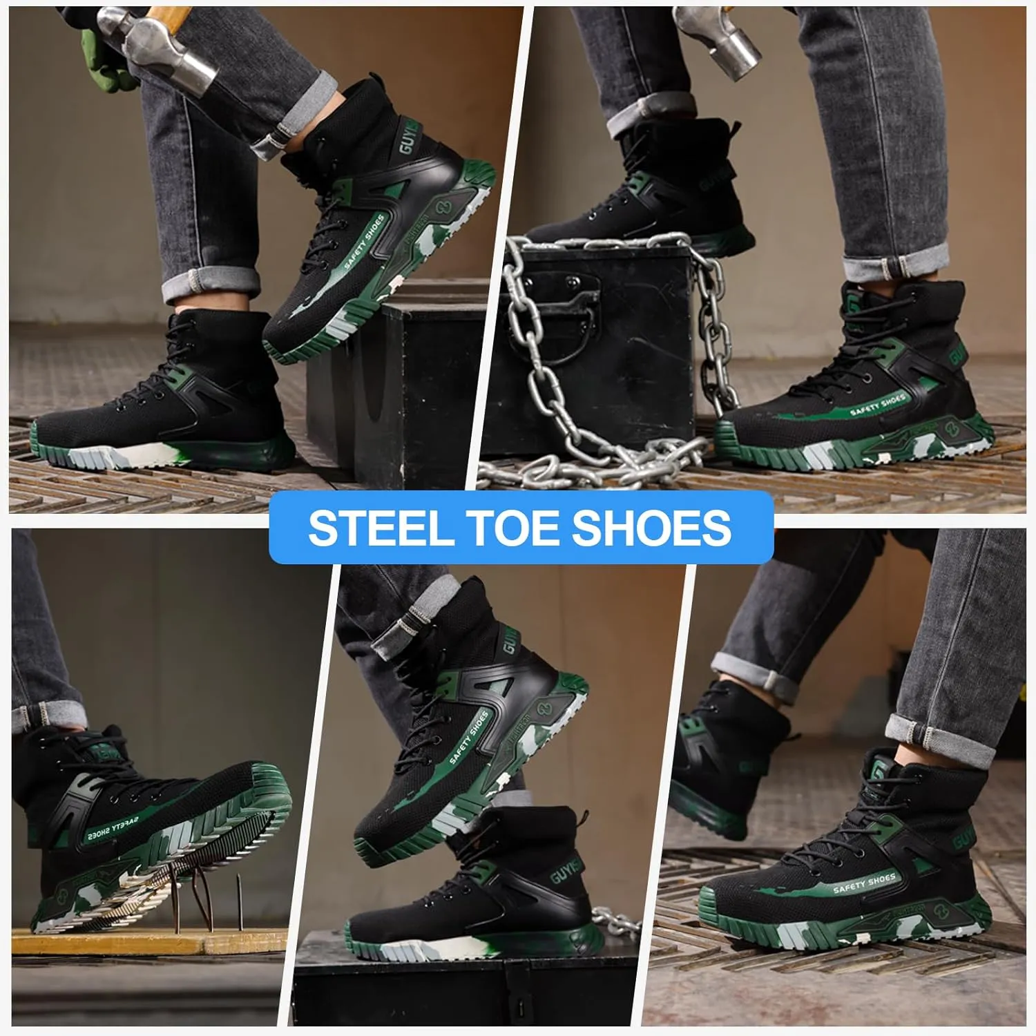 Steel Toe Shoes for Men Work Safety Shoes Industrial Construction Shoes Mid Cut Industrial Boot Work Sneakers Comfortable Lightweight Safety Shoes for Work