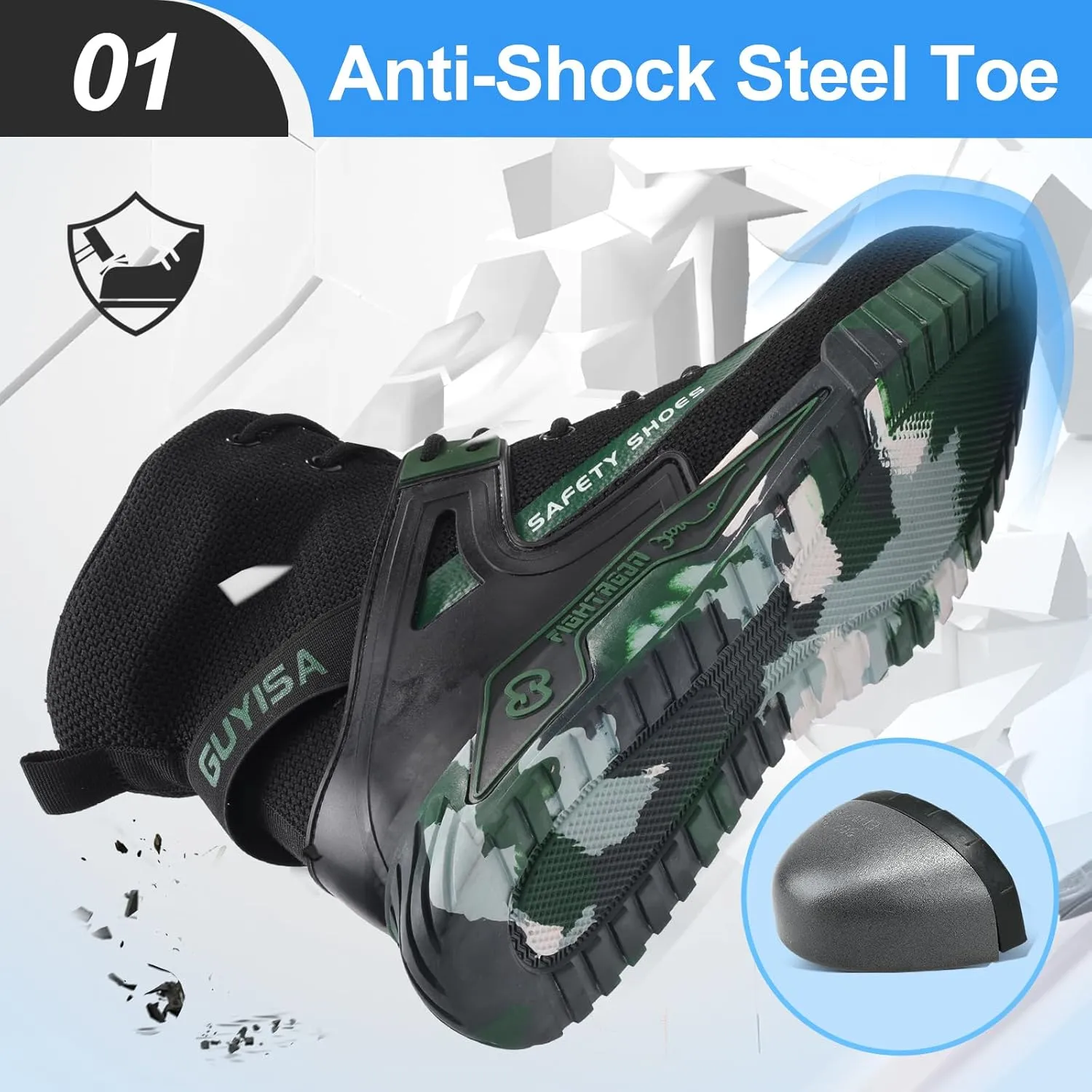 Steel Toe Shoes for Men Work Safety Shoes Industrial Construction Shoes Mid Cut Industrial Boot Work Sneakers Comfortable Lightweight Safety Shoes for Work
