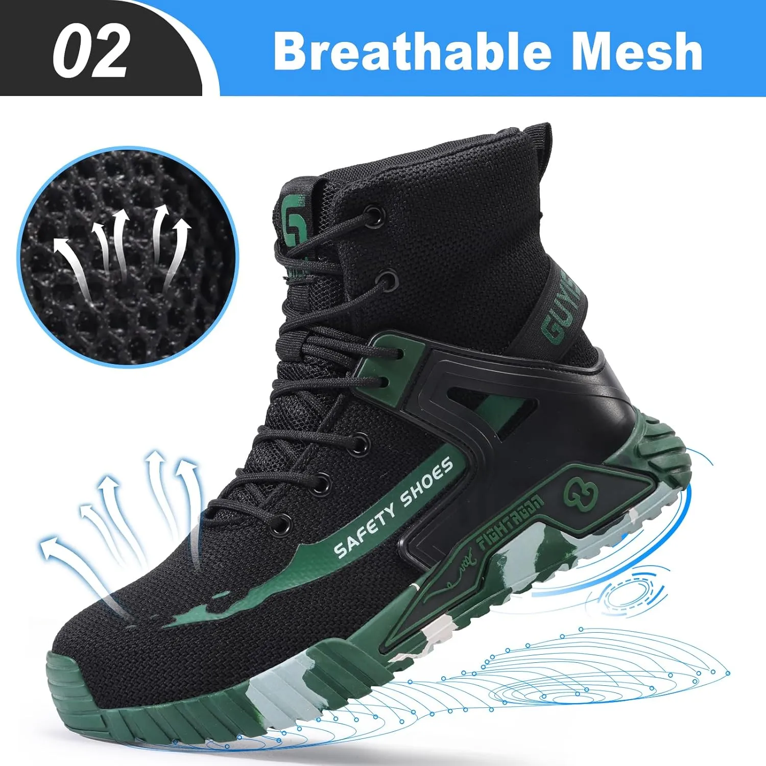 Steel Toe Shoes for Men Work Safety Shoes Industrial Construction Shoes Mid Cut Industrial Boot Work Sneakers Comfortable Lightweight Safety Shoes for Work