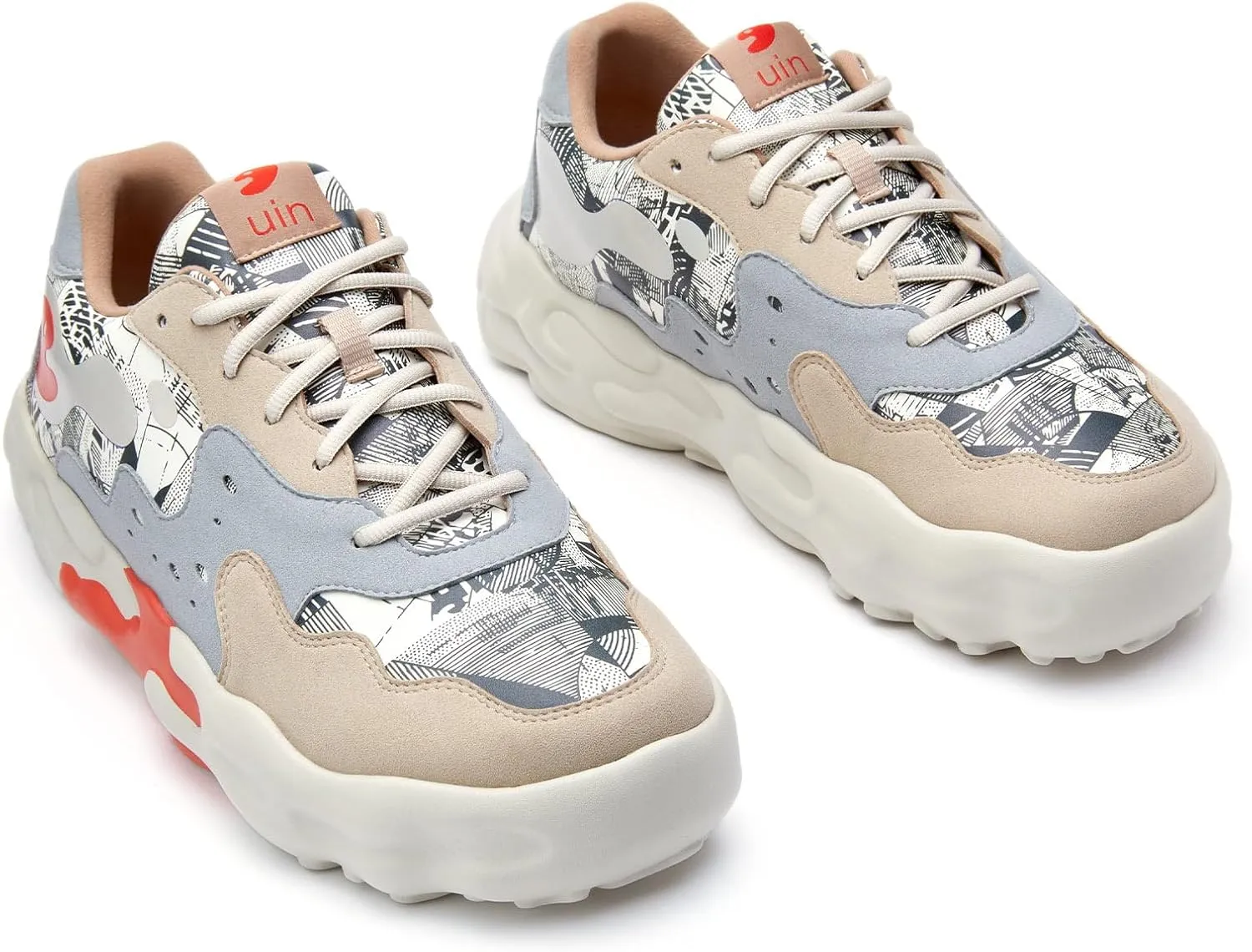UIN Men's Chunky Fashion Sneakers Walking Casual Comfortable Art Painted Travel Designer Dad Shoes Lanzarote 