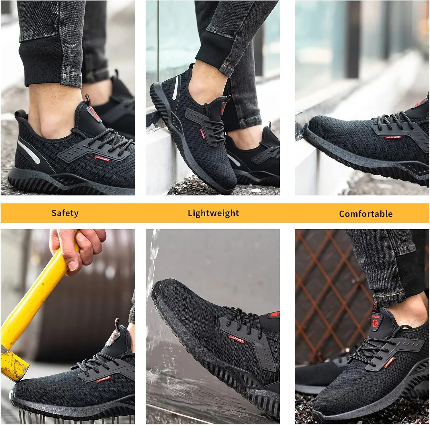 ulogu Waterproof Steel Toe Shoes for Men Women Lightweight Comfortable Puncture Proof Safety Work Sneakers Construction & Industrial