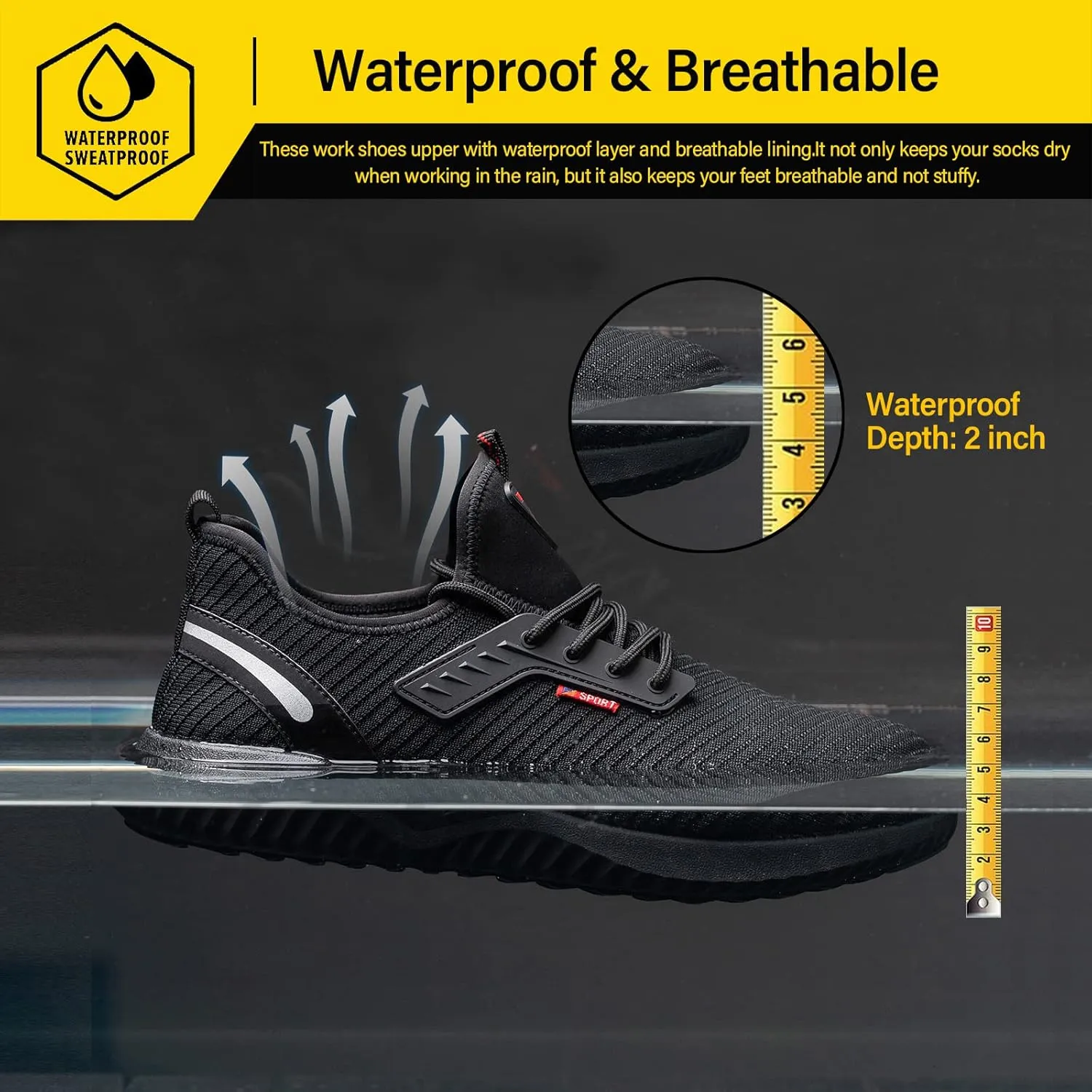 ulogu Waterproof Steel Toe Shoes for Men Women Lightweight Comfortable Puncture Proof Safety Work Sneakers Construction & Industrial