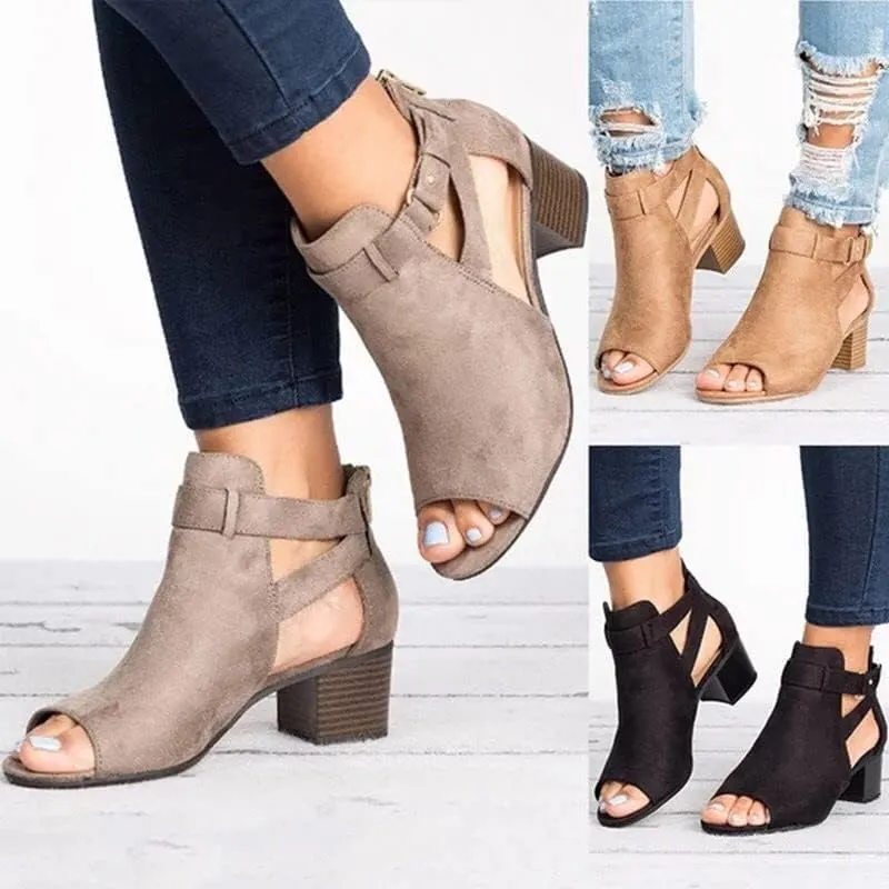 UOQAPRE Women's Chunky Heeled Sandals Ankle Strap Block Dress Pumps Shoes Summer Open Toe Low Heeled Party Sandals for Women