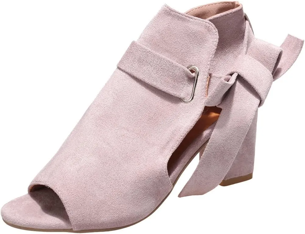 UOQAPRE Women's Chunky Heeled Sandals Ankle Strap Block Dress Pumps Shoes Summer Open Toe Low Heeled Party Sandals for Women